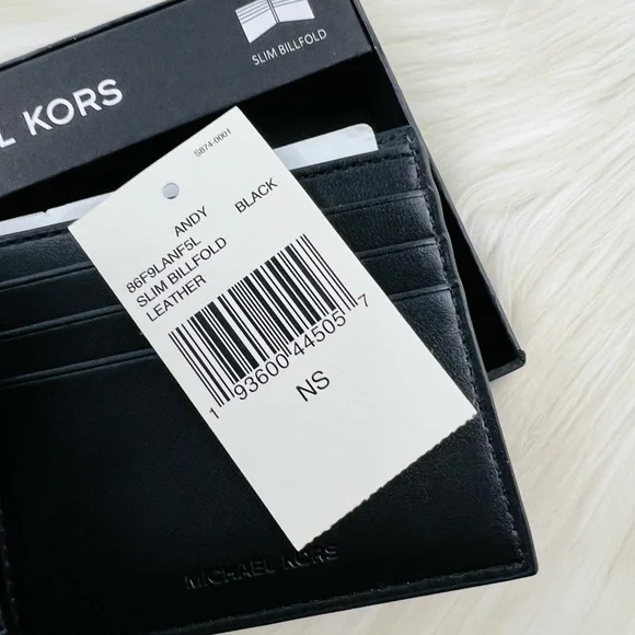 Michael Kors Andy Slim Billfold Wallet Black Saffiano Leather Gift Box - Picture 7 of 9